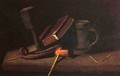 Still Life with Lamp, Pipe, Matches, Book and Mug - John Frederick Peto
