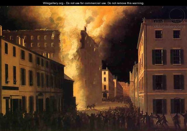 Conflagration of the Exchange Coffee House, Boston - John Ritto Penniman
