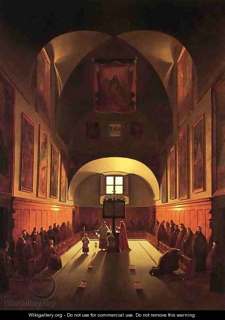 The Interior of the Capuchin Chapel In the Piazza Barberini (after Francois Marius Granet) - Thomas Sully
