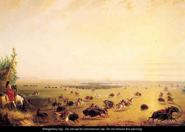 Surround of Buffalo by Indians - Alfred Jacob Miller