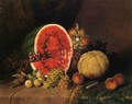 Still Life with Watermelon, Grapes, Peaches, Plums and Cantaloupe - William Mason Brown