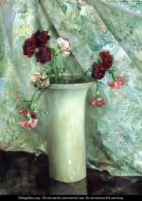 Carnations in a Satsuma Vase - Maria Oakey Dewing