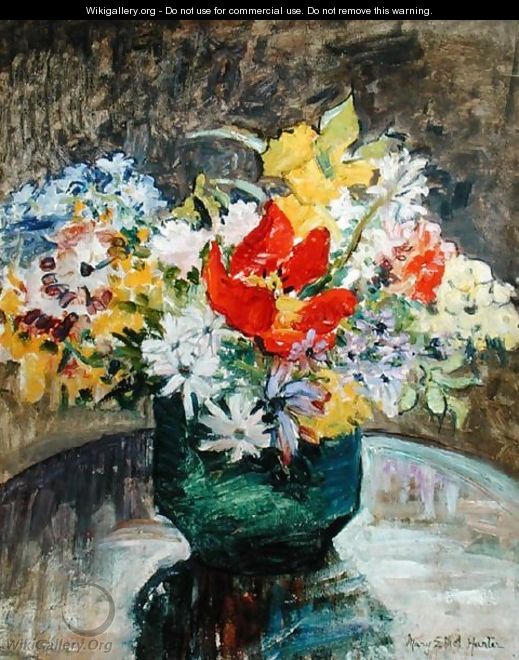 Flowers in a Green Vase - Mary Ethel Hunter