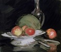 Still Life Bowl of Fruit Melon and Carafe - George Leslie Hunter