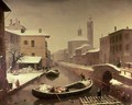 Boat under the Snow - Angelo Inganni