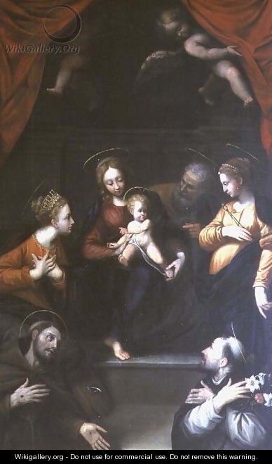 Madonna and Child with St Joseph and other Saints - da Imola (Francucci)
