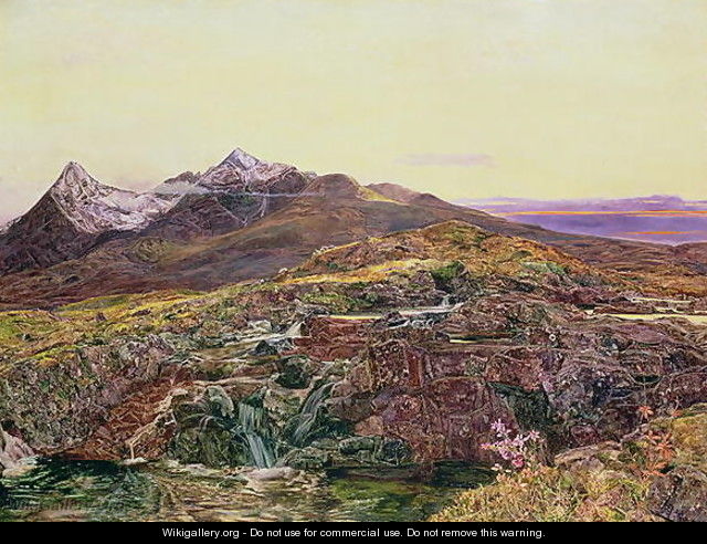 Cuillin Ridge Skye from Sligechan - John William Inchbold