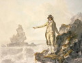 The Guide to the Stackpole Scenery pointing to Stack Rock Pembrokeshire - Julius Caesar Ibbetson