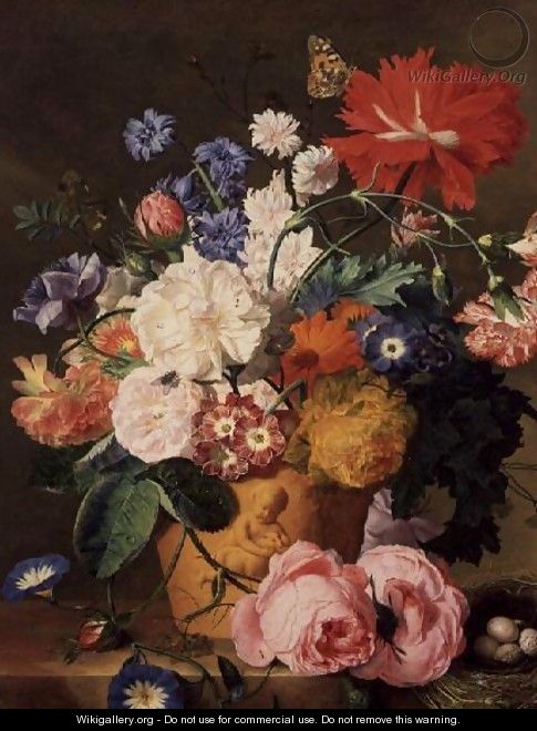 Flowers in a Terracotta Vase 2 - Jan Van Huysum