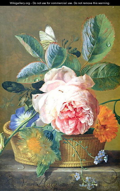 A Basket with Flowers - Jan Van Huysum