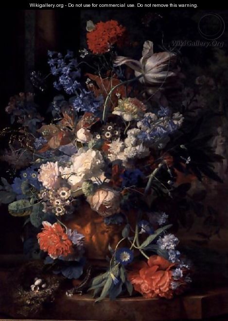 Bouquet of Flowers in a Landscape - Jan Van Huysum