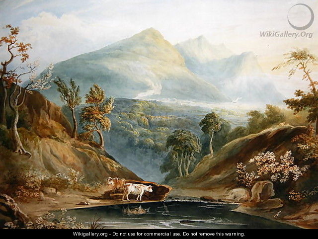 Extensive Landscape with Cattle Watering - Samuel Jackson