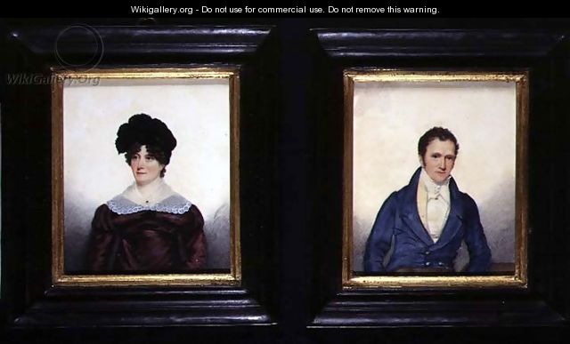 Two Portraits of a Husband and Wife in Regency Dress - G. Jackson