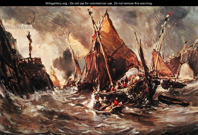 Ships in a Storm - Eugène Isabey