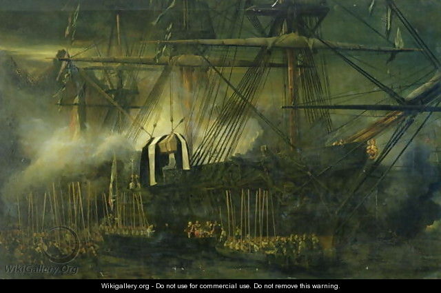 The Shipment of Napoleons Ashes Aboard the Belle Poule at Saint Helena - Eugène Isabey