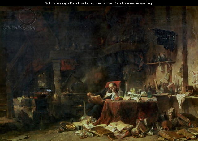Interior of an Alchemists Study - Eugène Isabey