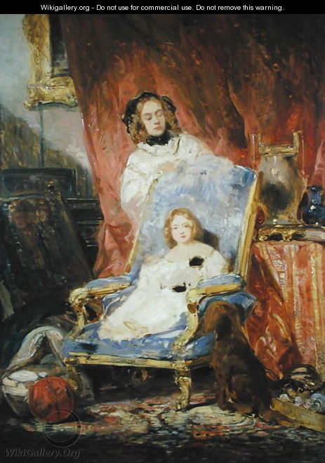Madame Eugene Isabey and her Daughter - Eugène Isabey