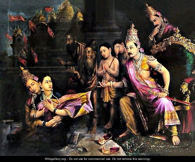 Sita taken by Goddess Earth - Raja Ravi Varma