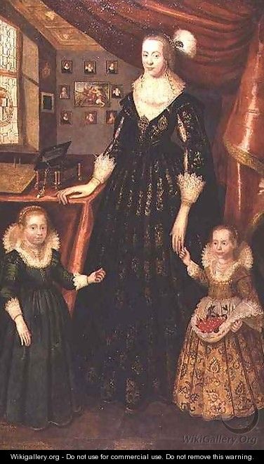 Anne Erskine Countess of Rothes and her daughters Lady Margaret and Lady Mary Leslie - George Jamesone