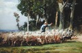 A Shepherd with a Flock of Sheep - Charles Emile Jacques