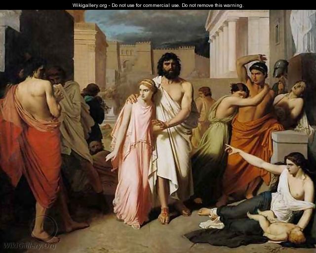 Oedipus and Antigone or The Plague of Thebes - Charles François Jalabert