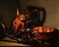A Still Life with an oil lamp - Cornelis Jacobsz Delff