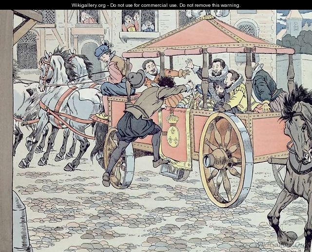 Assassination of Henri IV by Francois Ravaillac in the rue de la Ferronerie on 14th May 1610 - Jacques Onfray de Breville