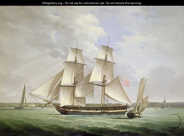 An armed merchantman and other shipping on the River Mersey off Liverpool - Joseph Jenkinson