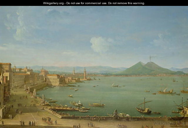 View of Naples from the Bay with Mt Vesuvius - Antonio Joli