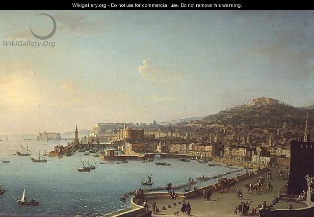 View of Naples with the Castel Nuovo - Antonio Joli View of Naples with the Castel Nuovo - Antonio Joli