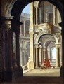 A Capriccio of a Baroque Palace with the Return of the Prodigal Son - (attr. to) Joli, Antonio de dipi
