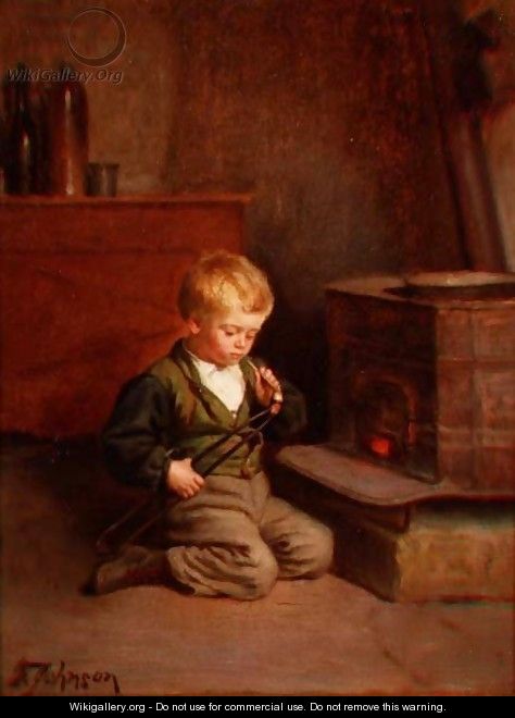 Boy Lighting a pipe - Samuel Frost Johnson