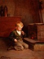 Boy Lighting a pipe - Samuel Frost Johnson