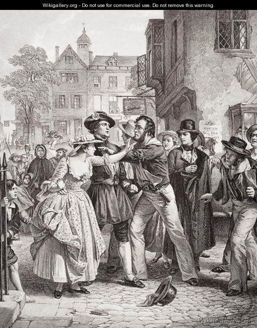 The Press Gang seizing a waterman on Tower Hill on the morning of his marriage day - Alexander Johnston