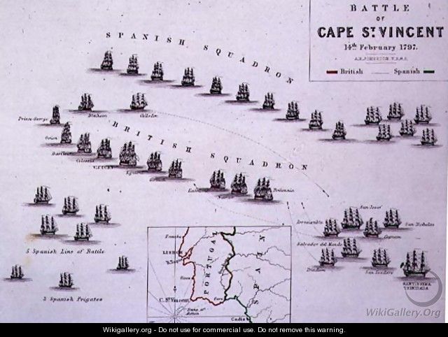 Plan of the Battle of Cape St Vincen - Alexander Keith Johnston
