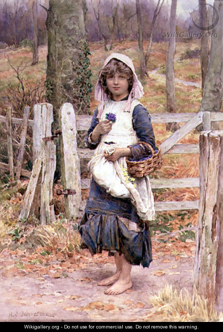 Girl holding a flower - Henry James Johnstone
