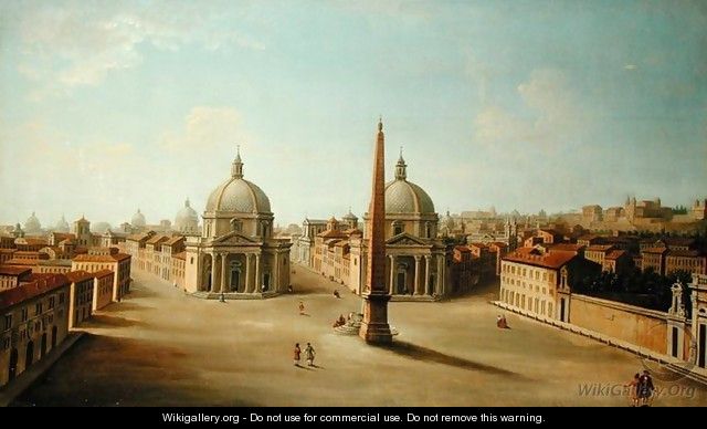 A View of the Piazza del Popolo - Antonio Joli A View of the Piazza del Popolo - Antonio Joli