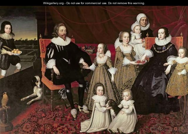 Sir Thomas Lucy 1532-1600 and Lady Alice Spencer d 1648 with Seven of their Thirteen Children - (after) Johnson, Cornelius I