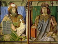 Moses with the Ten Commandments and Solomon from a series of portraits of illustrious men - P. Joos van Gent and Berruguete