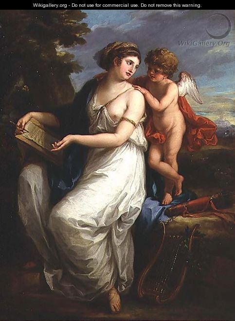 Erato the Muse of Lyric Poetry with a putto - Angelica Kauffmann