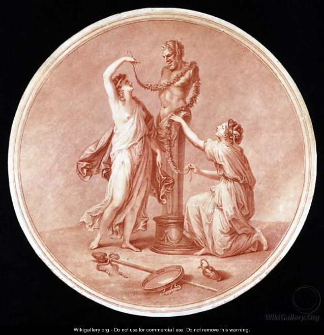 Nymphs Adorning a Statue of Pan - (after) Kauffmann, Angelica
