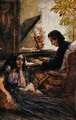 Postcard depicting George Sand 1804-76 listening to Frederic Chopin 1810-1849 play the piano - Adolf Karpellus