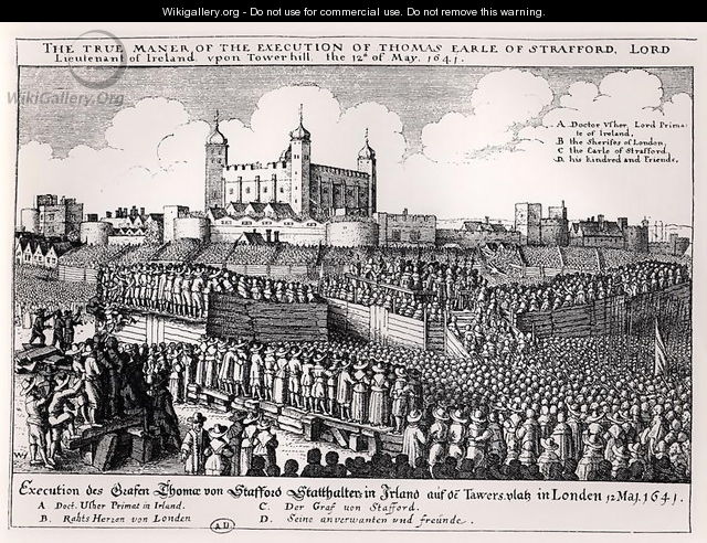 The Execution of Thomas Wentworth 1593-1641 Earl of Strafford Tower Hill - Wenceslaus Hollar