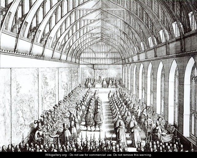 Garter Feast in St Georges Hall Windsor in the time of Charles II - Wenceslaus Hollar