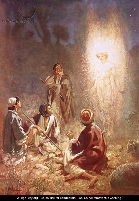 An angel announcing to the shepherds of Bethlehem the birth of Jesus - William Brassey Hole