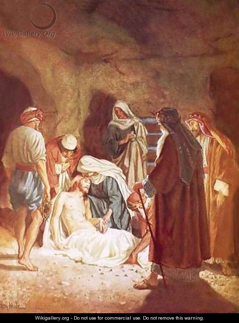 Joseph of Arimathaea lying the body of Jesus in his own tomb - William Brassey Hole