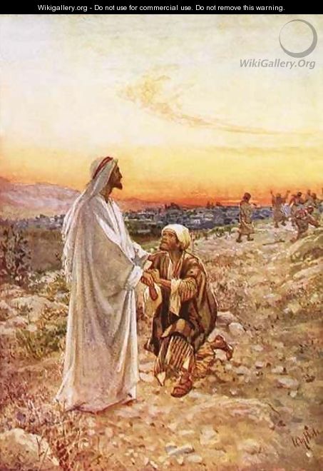Jesus withe the one leper who returned to give thanks - William Brassey Hole Jesus withe the one leper who returned to give thanks - William Brassey Hole