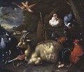 Goat with Other Animals and Birds in a Landscape - (attr. to) Hondecoeter, Melchior de