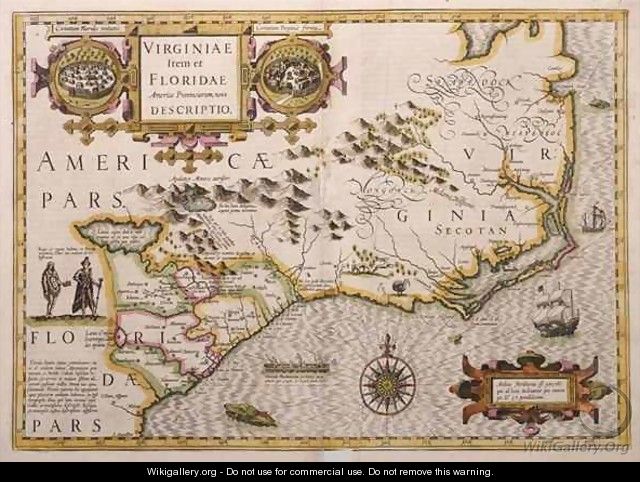 Map of Virginia and Florida - Jodocus Hondius
