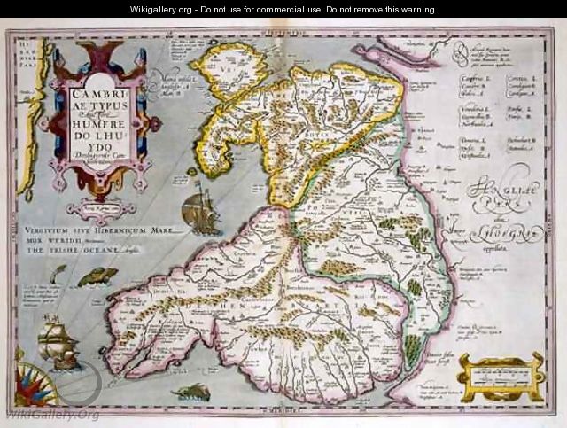 Map of Wales - Jodocus Hondius